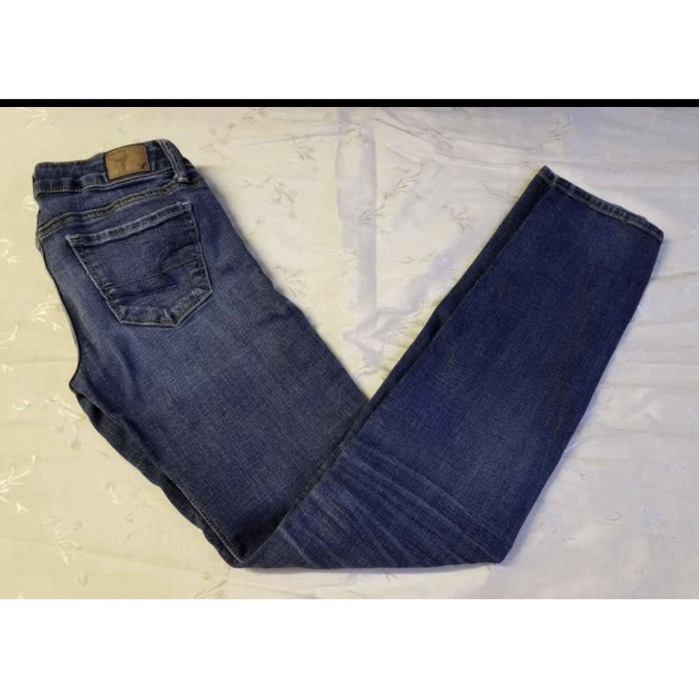 American Eagle Women's Blue Medium Wash Denim Skinny Stretch Jeans Size 0